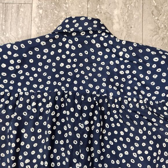 🇬🇪🍑Vintage Schrader Blue Buttoned Front Long Sleeve Dress Size 10 - Picture 4 of 10